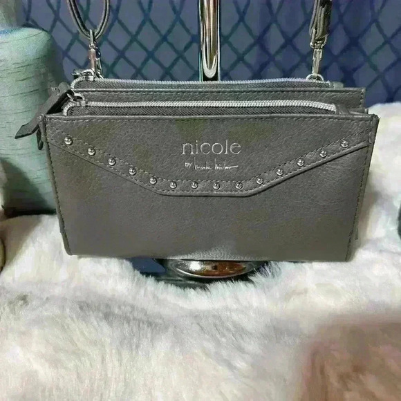 Nicole By Nicloe Miller Gray Mini Crossbody Detachable Strap Jars Not Included - Picture 2 of 14